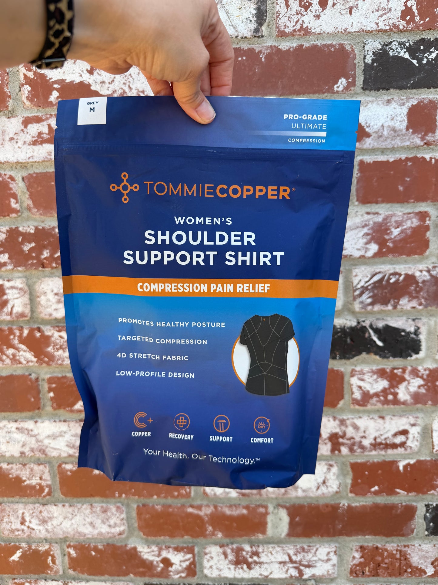 TommieCopper Women’s Shoulder Support Shirt Size Medium Gray