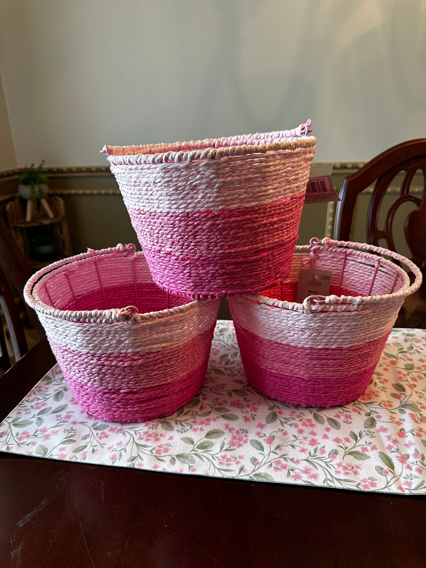 Lot of 3 Metal Wire Easter Baskets