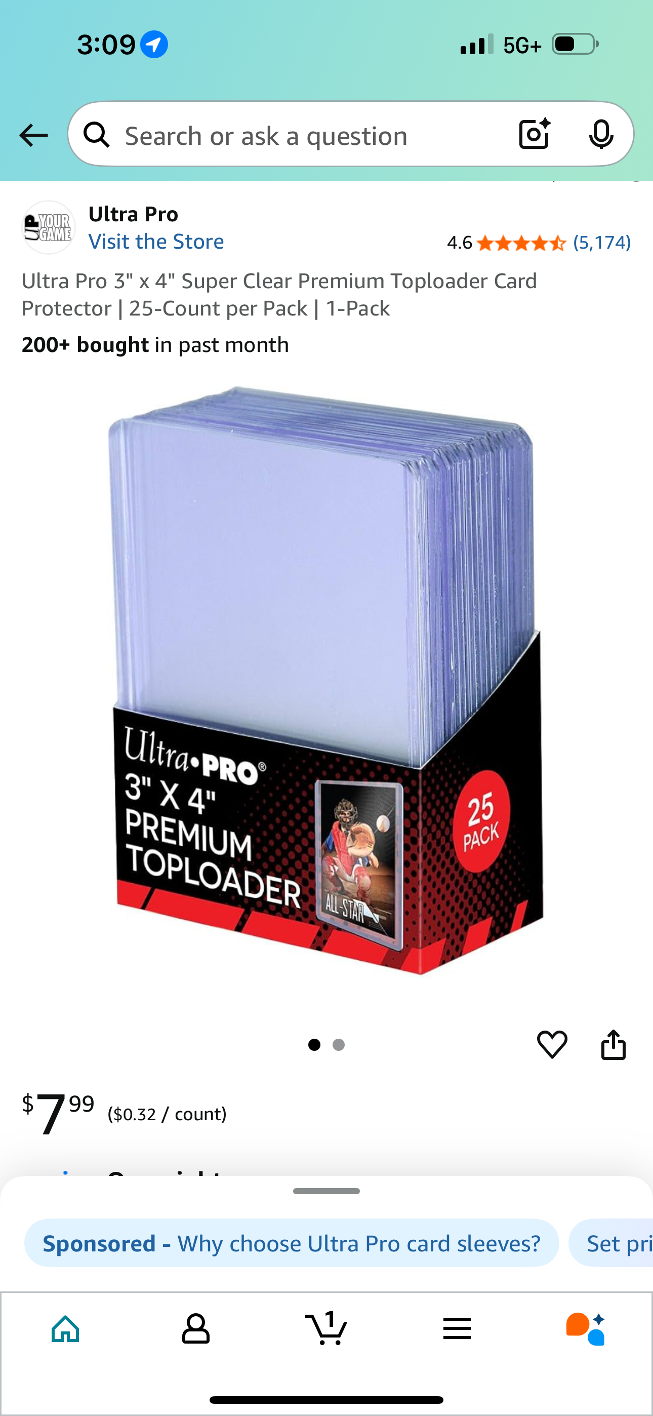Ultra Pro 3”x4” Premium Top Loader Card Holder (25 Pack) 1 Pack