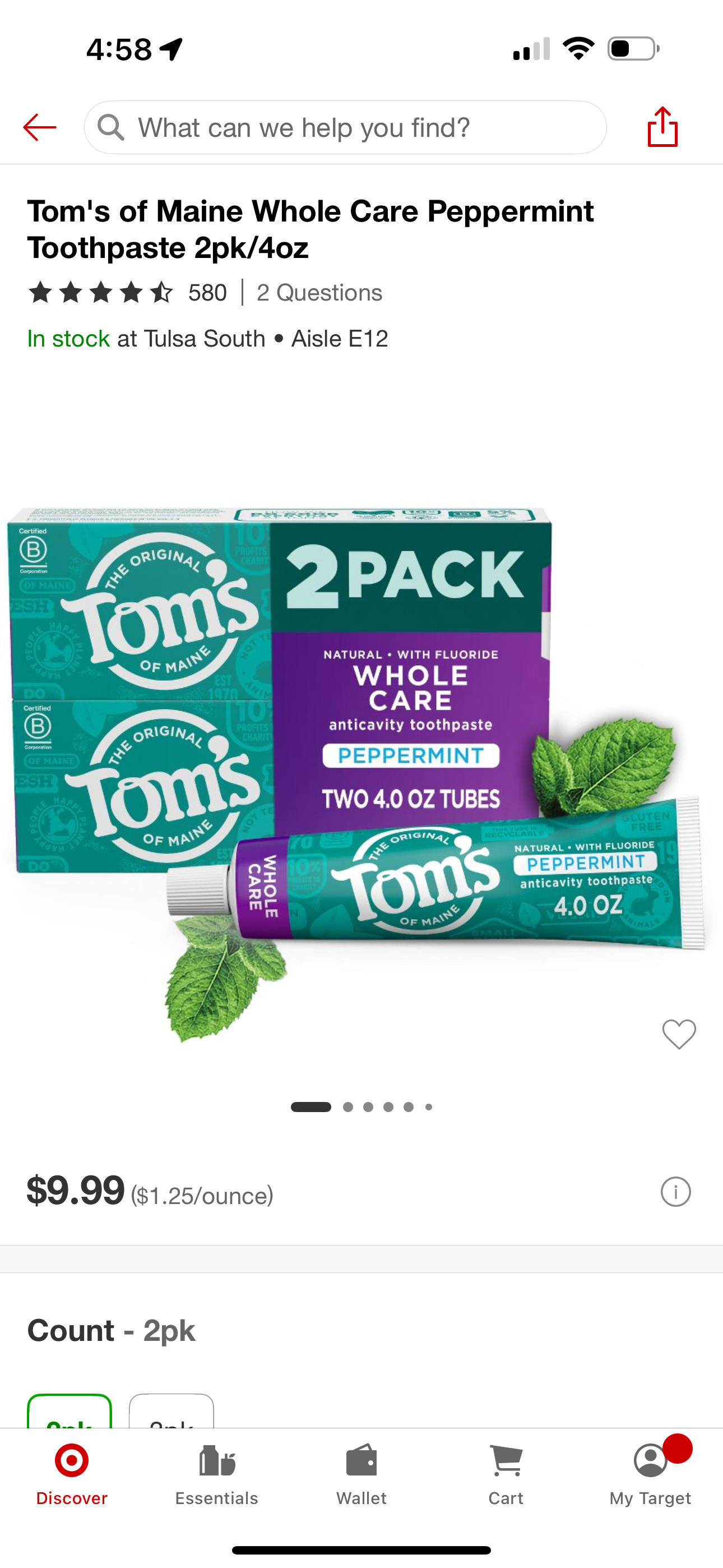 Tom’s Whole Care Toothpaste 2 Pack