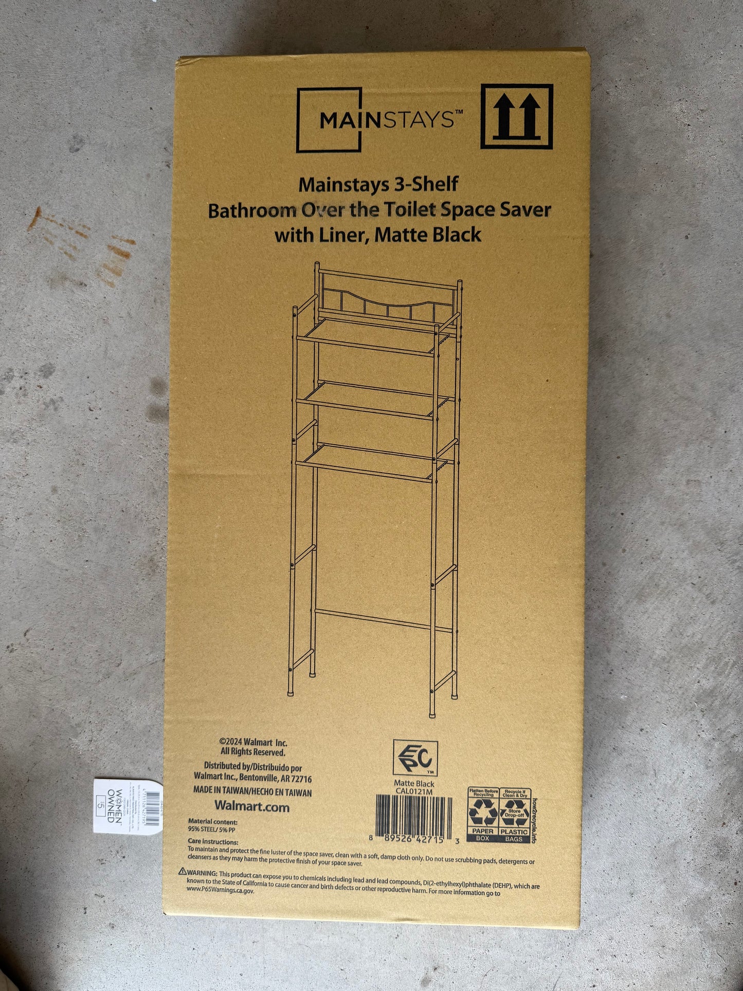 Mainstays 3 Shelf Bathroom Over the Toilet Space Saver Shelf - Matte Black