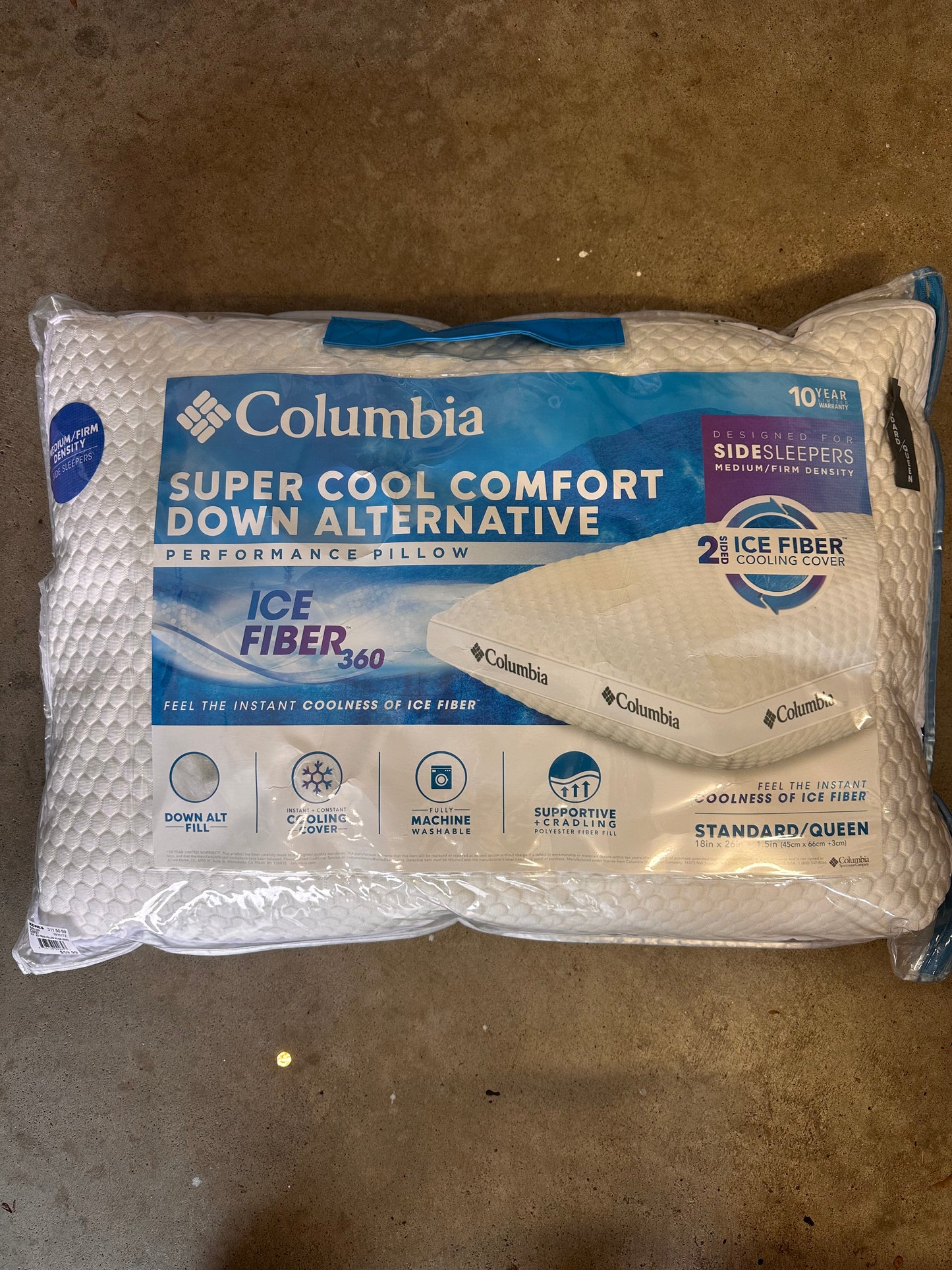 Columbia Super Cool Comfort Down Alternative Standard Queen Pillow