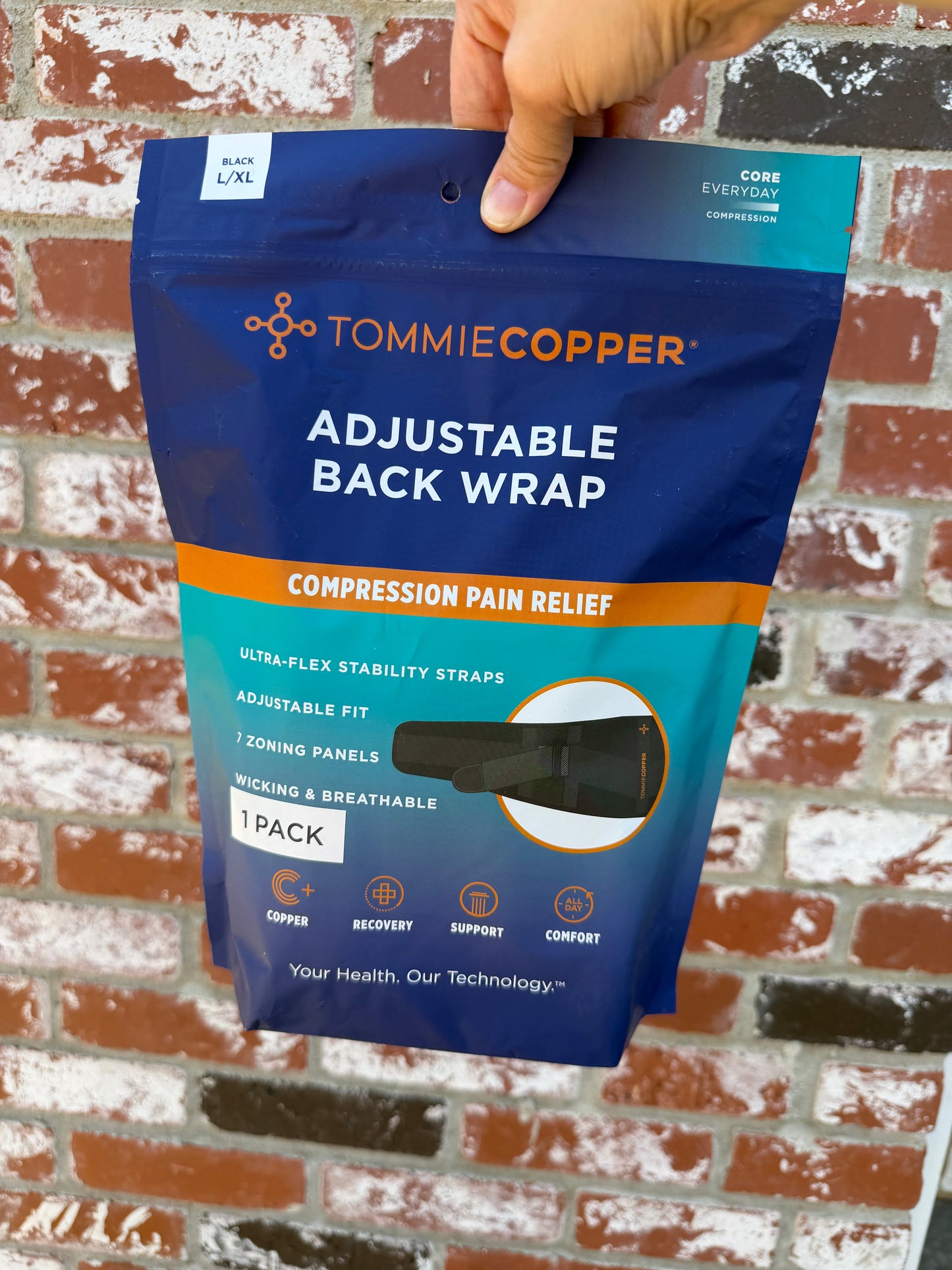 TommieCopper Adjustable Back Wrap L/XL Black
