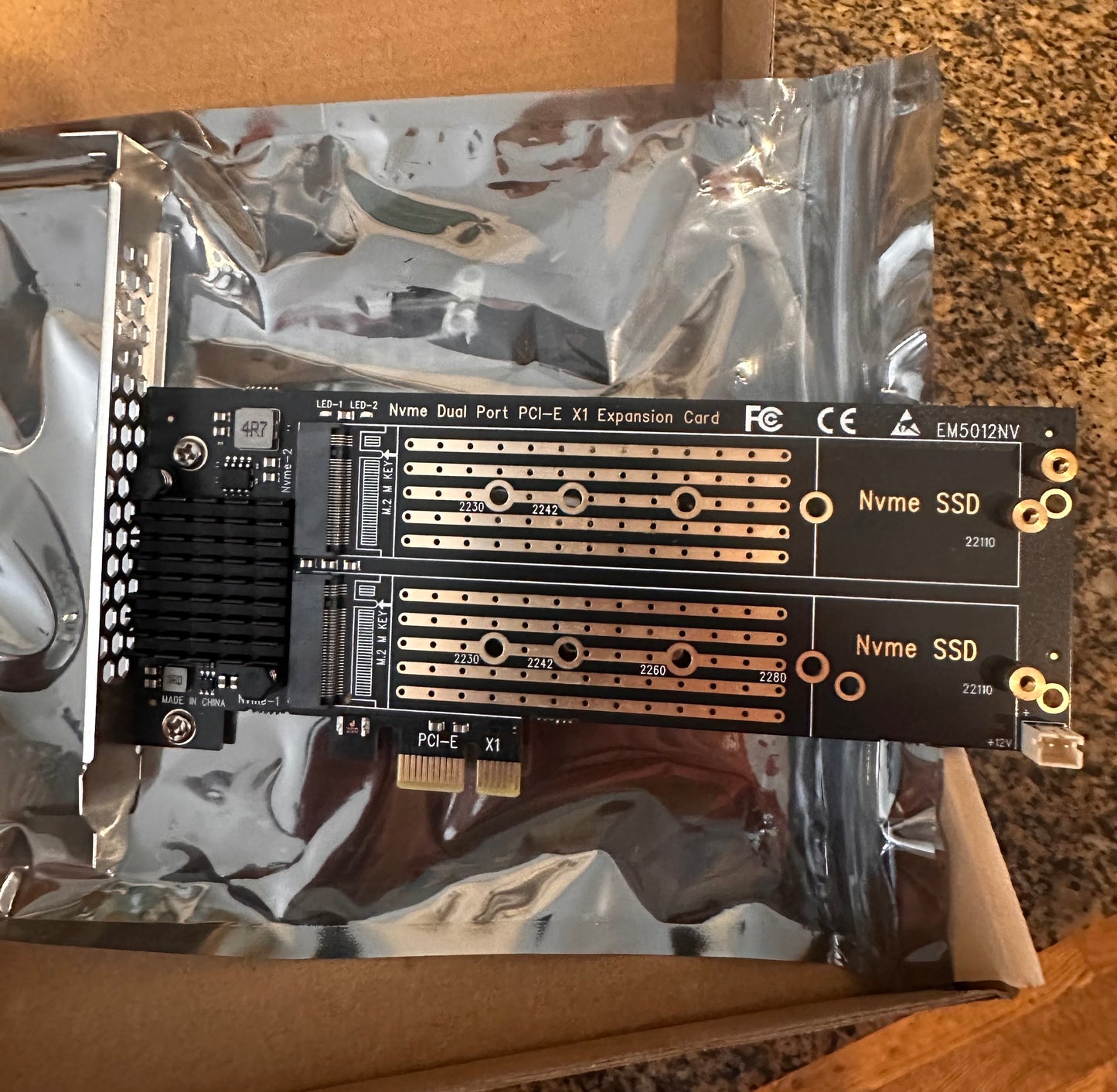 NVME Dual Port PCI-e x1 expansion card