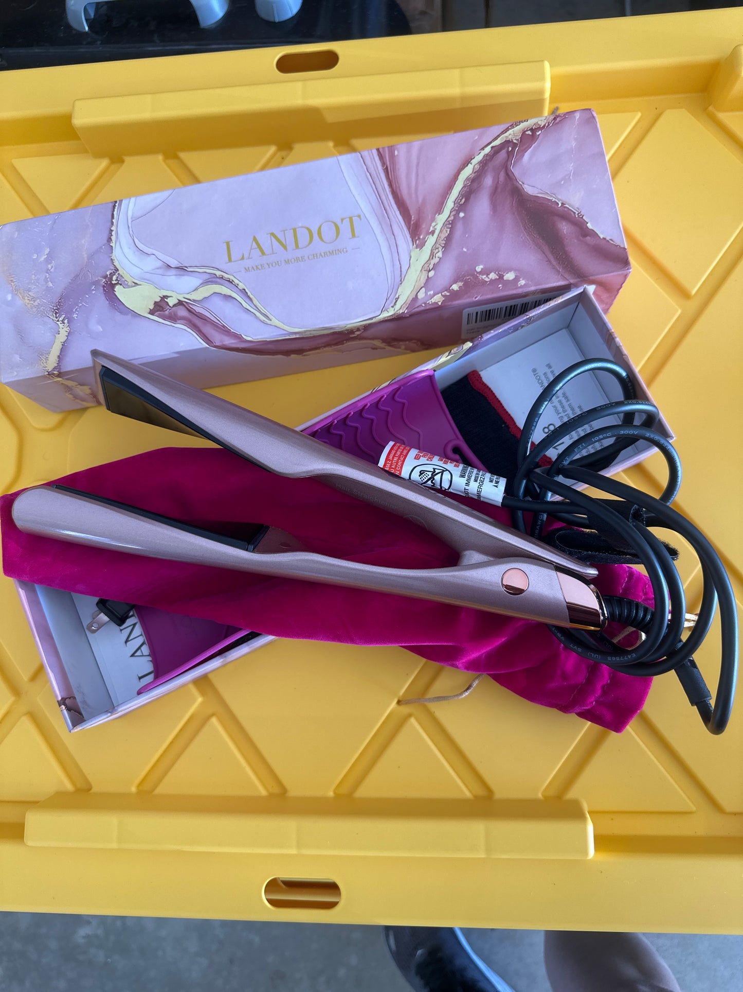 LANDOT 2-in-1 Flat Iron Curling Iron: Twist Ceramic Hair Straightener and Curler for Curl Wave Straighte