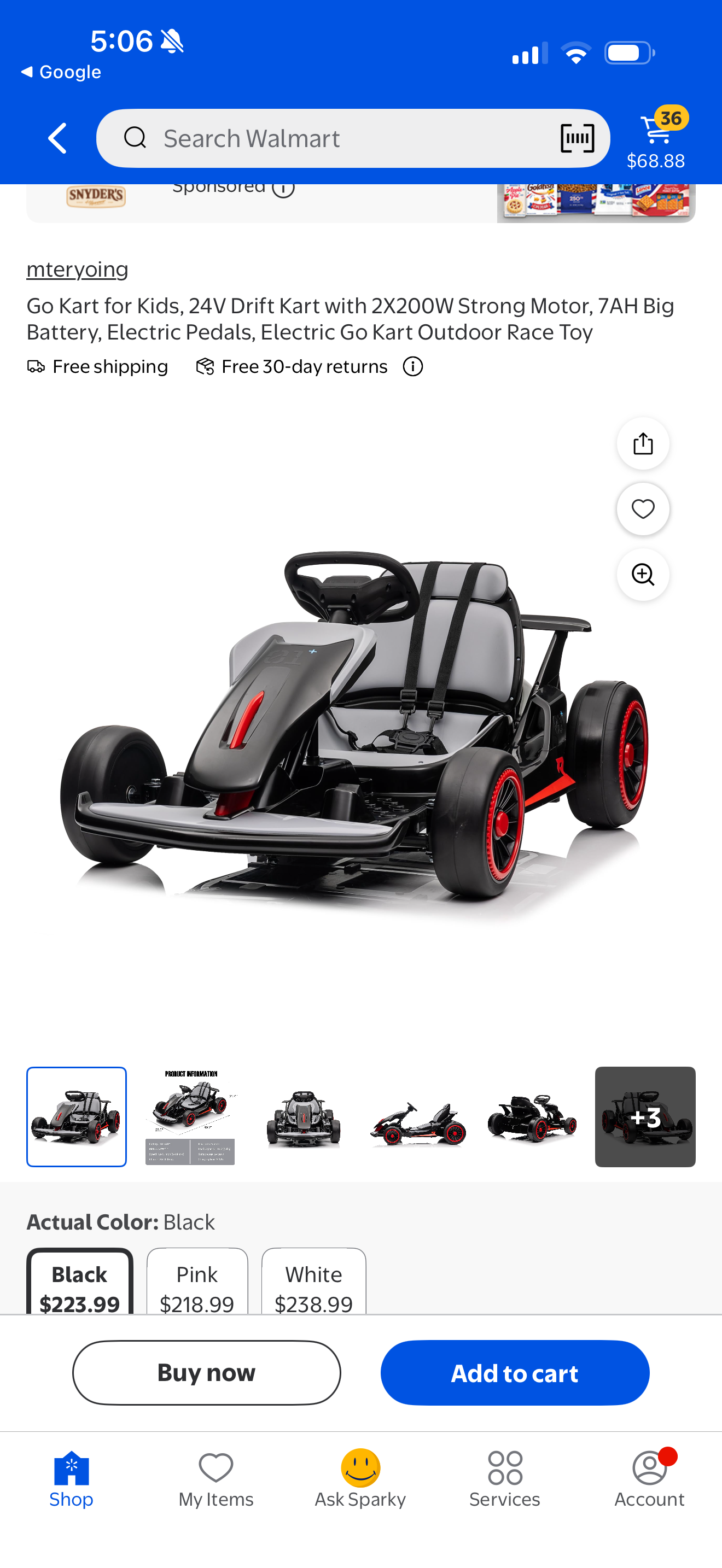 Go Kart for Kids, 24V Drift Kart with 2X200W Strong Motor, 7AH Big Battery, Electric Pedals, Electric Go Kart Outdoor Race Toy — USEDDD