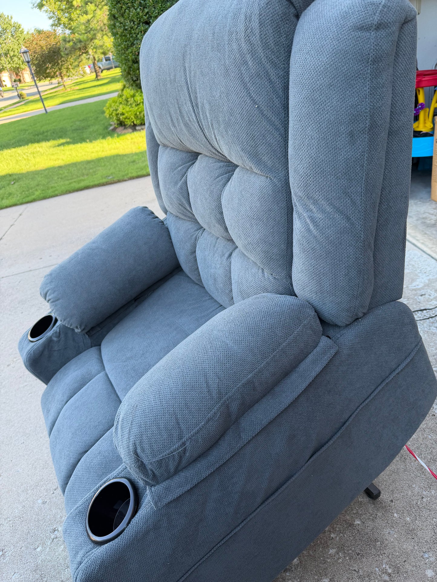 Power Lift Massager Heated Recliner Gray Fabric NEW