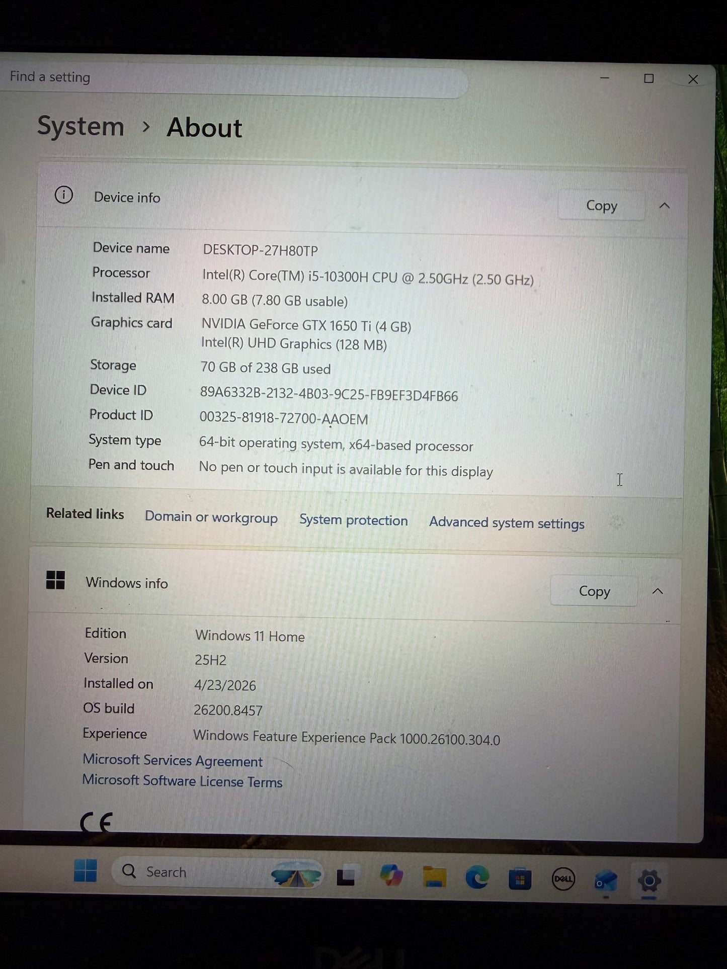 Dell G5 15 FHD 120Hz Gaming Laptop (17-10750H 8GB 256GB GTX
1660 Ti), Windows 10