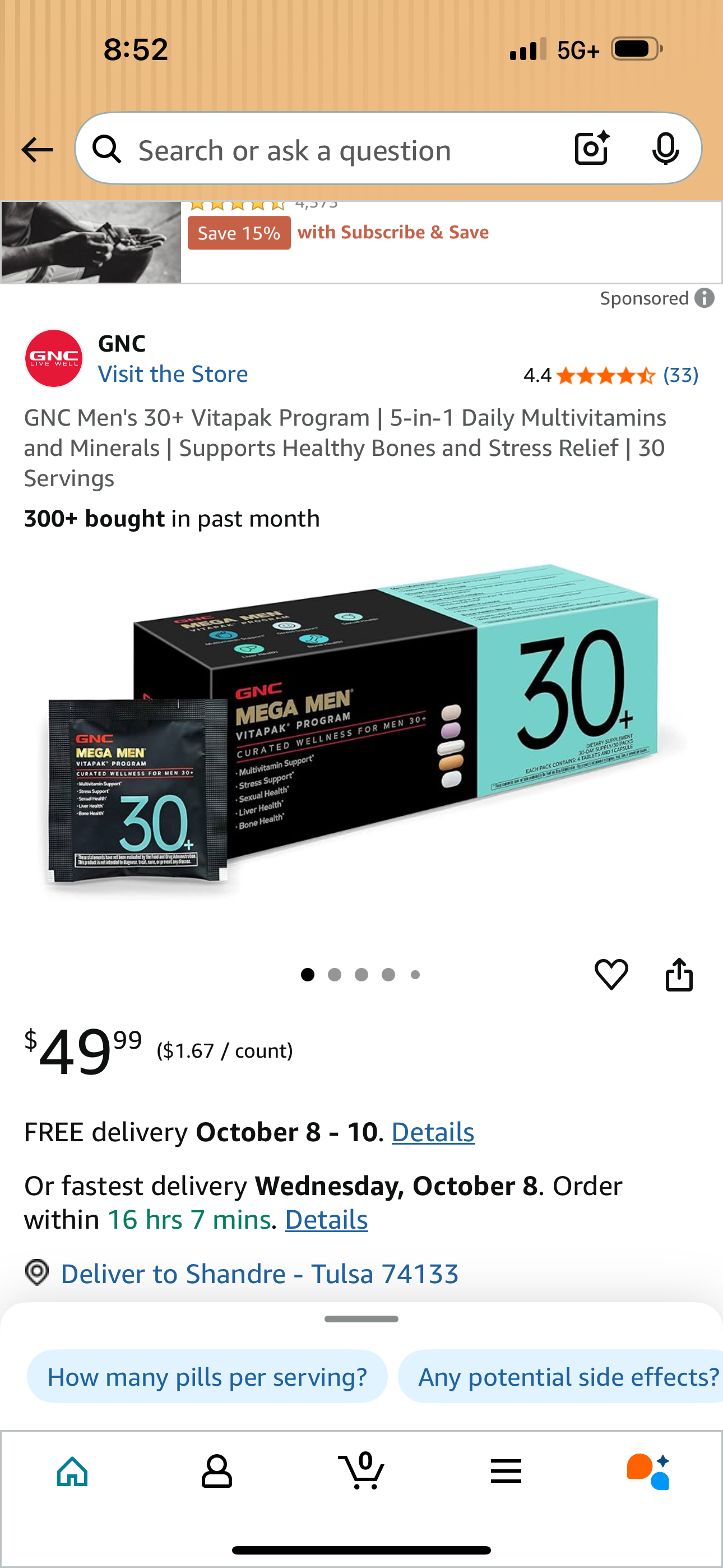 GNC Mega Men 30 Pack Vitapak Program