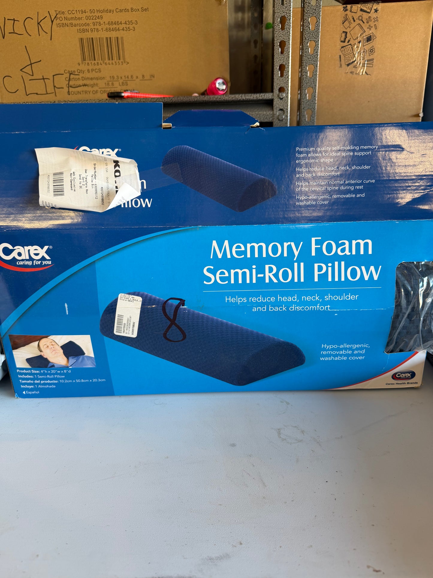 Carex Memory Foam Semi-Roll Pillow